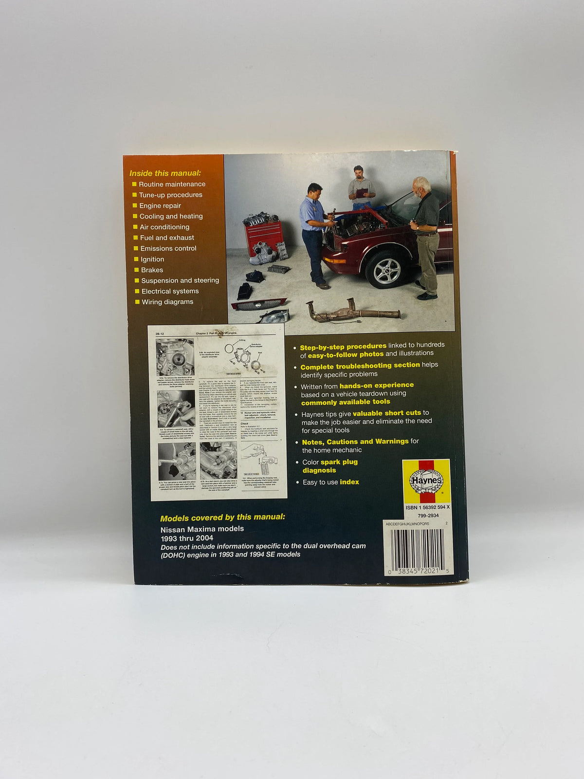 Haynes Repair Manual Nissan Maxima 1994 thru 2004, Based on a Complete tear down and rebuild, Haynes Nissan Manual, Haynes Maxima Manual