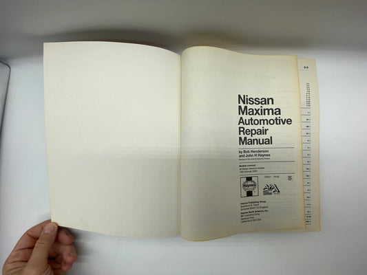 Haynes Repair Manual Nissan Maxima 1994 thru 2004, Based on a Complete tear down and rebuild, Haynes Nissan Manual, Haynes Maxima Manual