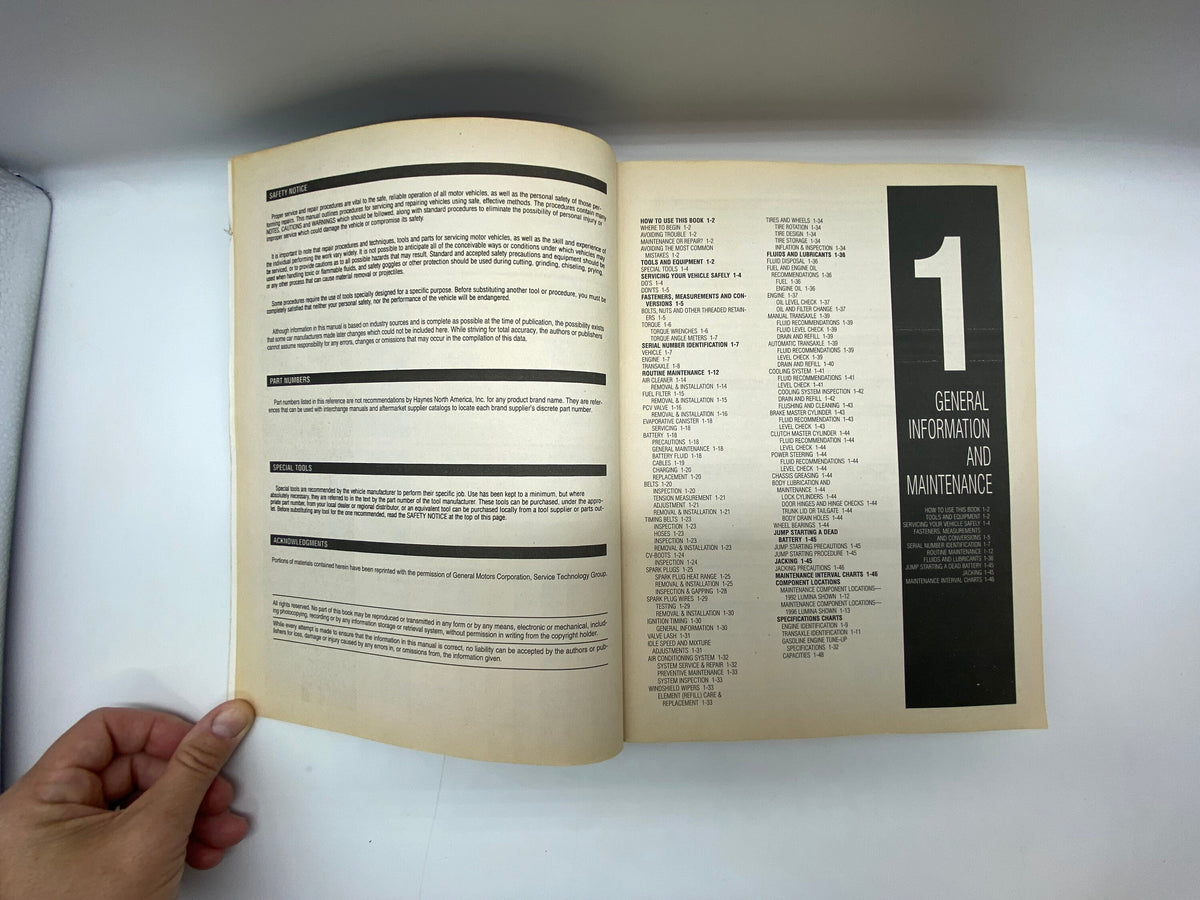 Vintage Chilton General Motors 1986-96 Repair Manual, Chilton GM Lumina/Grand Prix/Cutlass Supreme/Regal 1986-97 Repair Manual, 86 Chilton