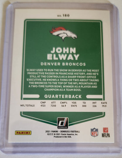 2021 John Elway card, 2021 John Elway Donruss #180 card, 2021 John Elway Panini #180 card, 2021 Denver Broncos John Elway card